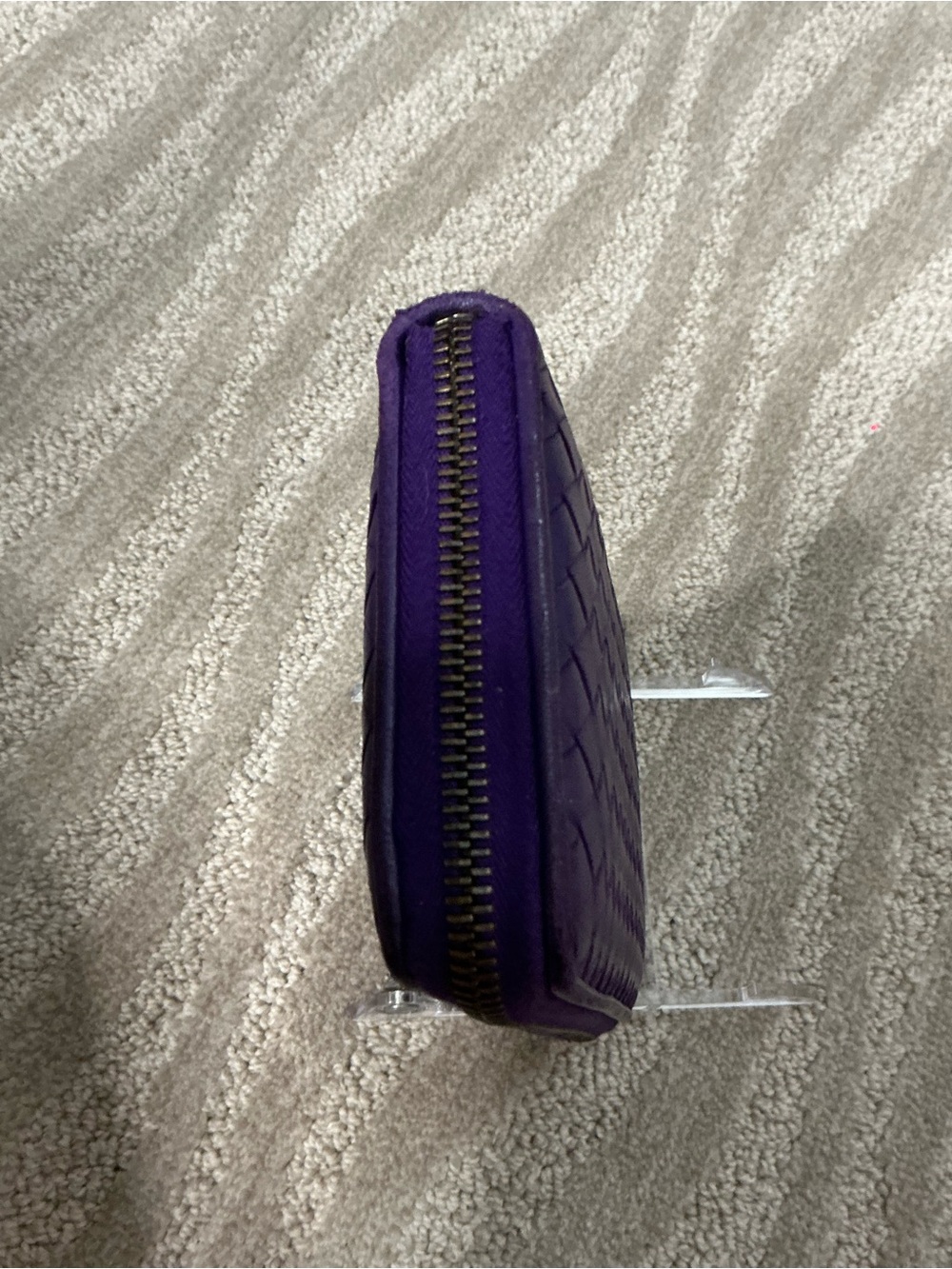Bottega Veneta Intrecciato Purple Woven Leather Continental Zip Around Wallet - Picture 5 of 15